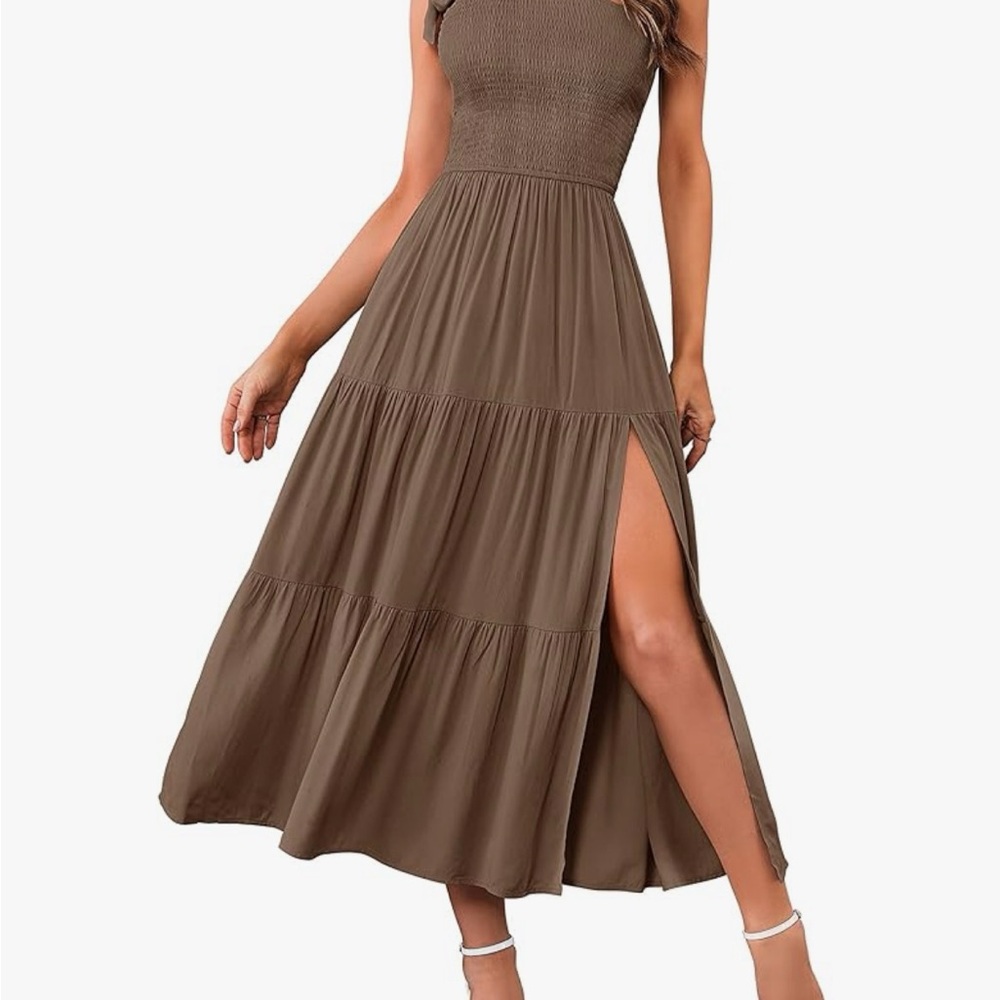 Chic One Shoulder Brown Dress